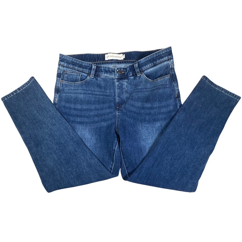 Soft Surroundings Womens Medium Wash Straight Leg Pull On Denim XL Jeans 2DH64